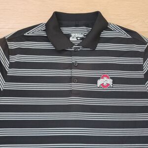 Nike Ohio State Buckeyes Mens L Striped Embroidered Lightweight Golf Shirt Black